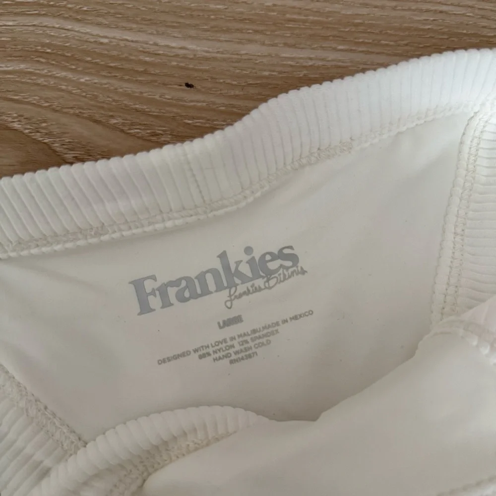 Frankie’s Bikini’s Large NEW‎ Cole Ribbed Bikini Bottom Cheeky White Minimal